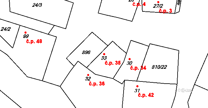Holešovice 35, Chroustovice na parcele st. 33 v KÚ Holešovice u Chroustovic, Katastrální mapa