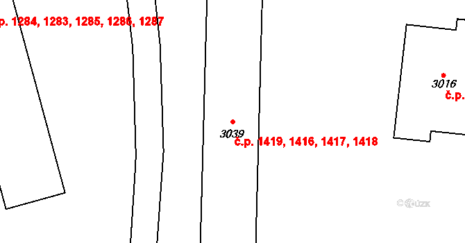 Hlinsko 1416,1417,1418,1419 na parcele st. 3039 v KÚ Hlinsko v Čechách, Katastrální mapa