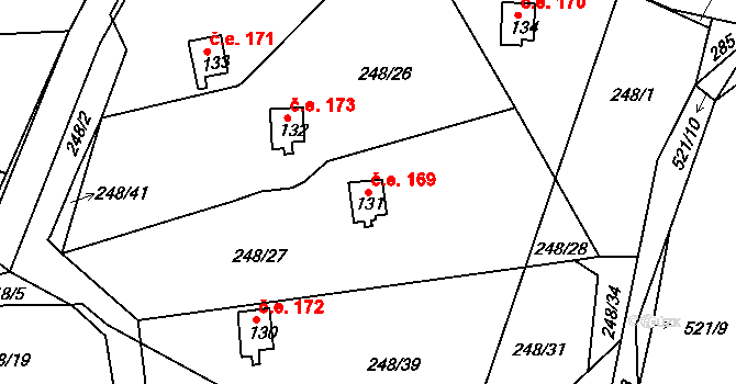 Trpišov 169, Slatiňany na parcele st. 131 v KÚ Trpišov, Katastrální mapa