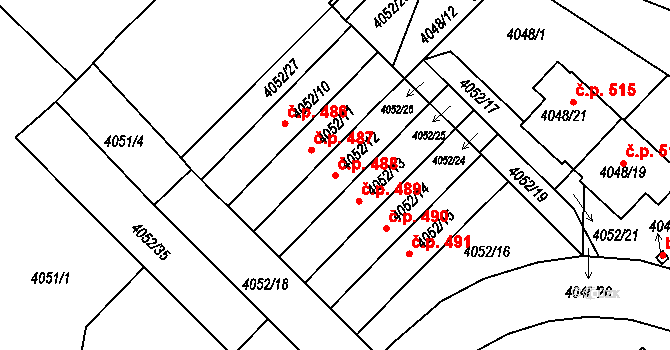 Choceňské Předměstí 488, Vysoké Mýto na parcele st. 4052/12 v KÚ Vysoké Mýto, Katastrální mapa