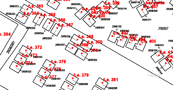 Staré Splavy 370, Doksy na parcele st. 2608/258 v KÚ Doksy u Máchova jezera, Katastrální mapa