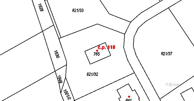 Halouny 118, Svinaře na parcele st. 765 v KÚ Svinaře, Katastrální mapa