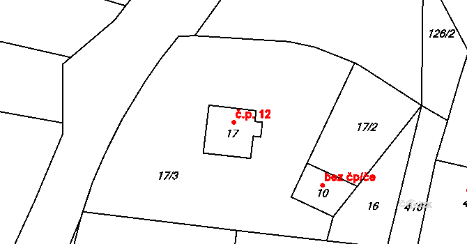 Černíkov 12, Droužetice na parcele st. 17 v KÚ Černíkov u Strakonic, Katastrální mapa