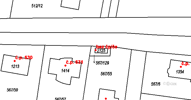 Šestajovice 92284256 na parcele st. 2125 v KÚ Šestajovice u Prahy, Katastrální mapa