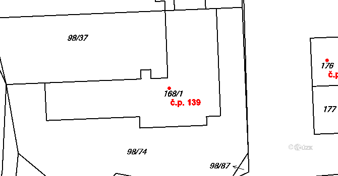 Vysoká Pec 139, Bohutín na parcele st. 168/1 v KÚ Vysoká Pec u Bohutína, Katastrální mapa