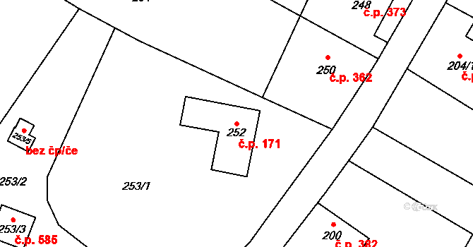 Vrbno pod Pradědem 171 na parcele st. 252 v KÚ Vrbno pod Pradědem, Katastrální mapa