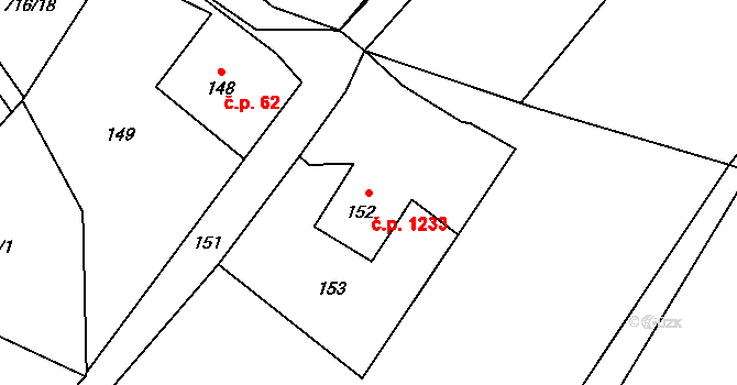 Rychvald 1233 na parcele st. 152 v KÚ Rychvald, Katastrální mapa