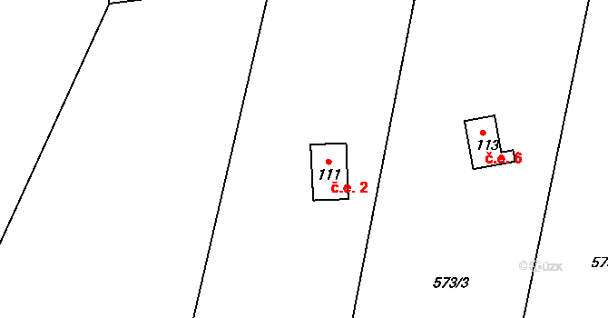 Radíč 2, Ješetice na parcele st. 111 v KÚ Ješetice, Katastrální mapa