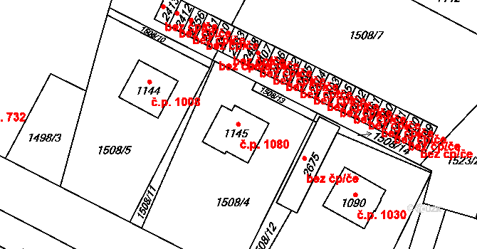 Třebechovice pod Orebem 1080 na parcele st. 1145 v KÚ Třebechovice pod Orebem, Katastrální mapa