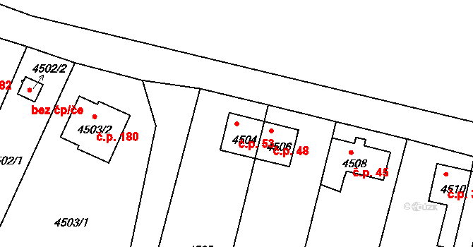 Mimoň V 53, Mimoň na parcele st. 4504 v KÚ Mimoň, Katastrální mapa