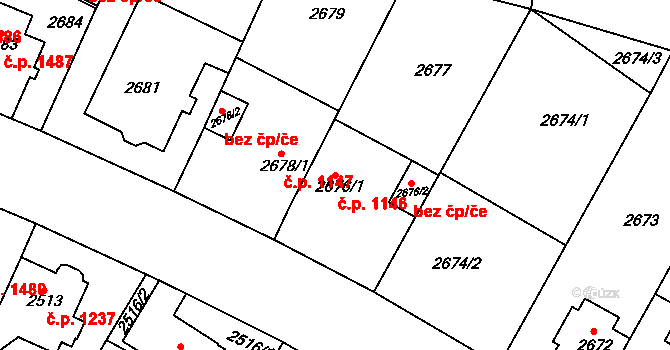 Roudnice nad Labem 1146 na parcele st. 2676/1 v KÚ Roudnice nad Labem, Katastrální mapa