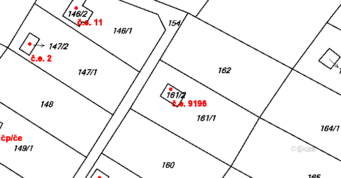 Všebořice 9196, Ústí nad Labem na parcele st. 161/2 v KÚ Všebořice, Katastrální mapa