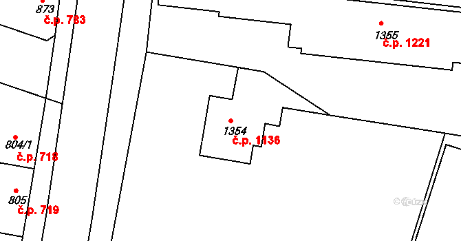 Lysá nad Labem 1136 na parcele st. 1354 v KÚ Lysá nad Labem, Katastrální mapa