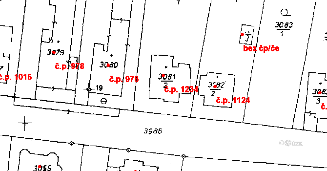Poděbrady III 1234, Poděbrady na parcele st. 3081/2 v KÚ Poděbrady, Katastrální mapa