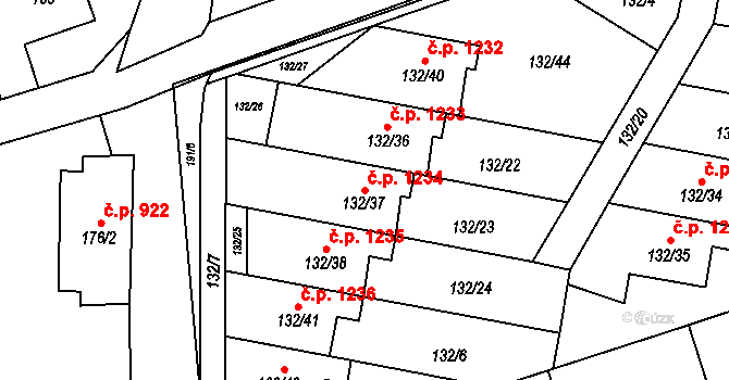 Frýdlant 1234, Frýdlant nad Ostravicí na parcele st. 132/37 v KÚ Frýdlant nad Ostravicí, Katastrální mapa