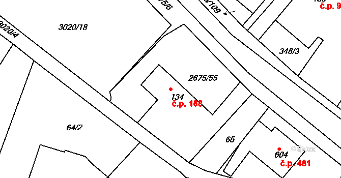 Černilov 158 na parcele st. 134 v KÚ Černilov, Katastrální mapa