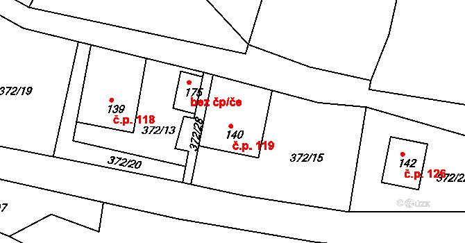 Rejštejn 119 na parcele st. 140 v KÚ Rejštejn, Katastrální mapa