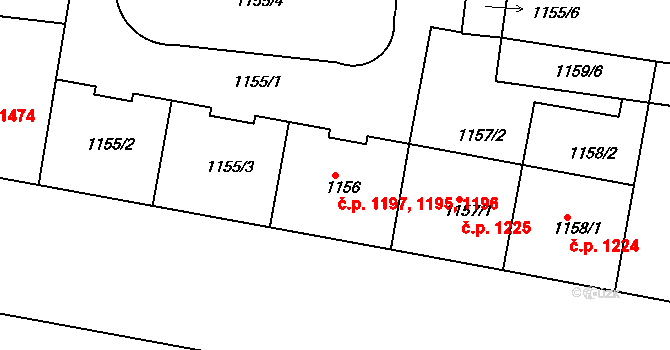 Holešovice 1195,1196,1197, Praha na parcele st. 1156 v KÚ Holešovice, Katastrální mapa