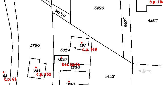 Starý Rožmitál 159, Rožmitál pod Třemšínem na parcele st. 194 v KÚ Starý Rožmitál, Katastrální mapa