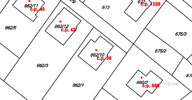Rumburk 1 38, Rumburk na parcele st. 662/10 v KÚ Rumburk, Katastrální mapa