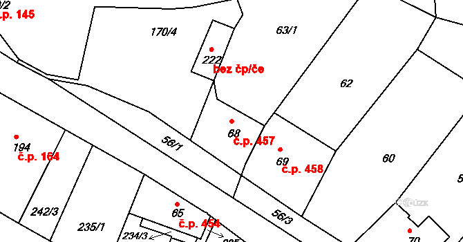 Svoboda nad Úpou 457 na parcele st. 68 v KÚ Svoboda nad Úpou, Katastrální mapa