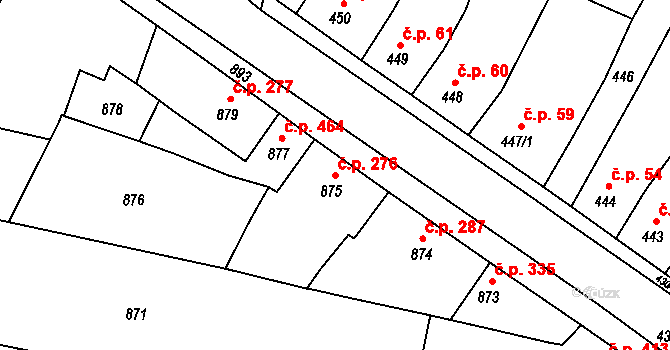 Týnec nad Labem 276 na parcele st. 875 v KÚ Týnec nad Labem, Katastrální mapa