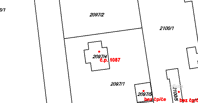 Rumburk 1 1087, Rumburk na parcele st. 2097/4 v KÚ Rumburk, Katastrální mapa