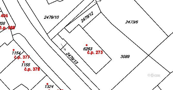 Chrudim IV 273, Chrudim na parcele st. 6263 v KÚ Chrudim, Katastrální mapa