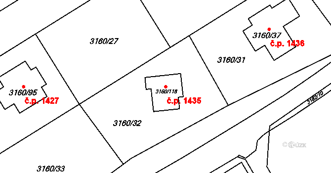 Žamberk 1435 na parcele st. 3160/118 v KÚ Žamberk, Katastrální mapa