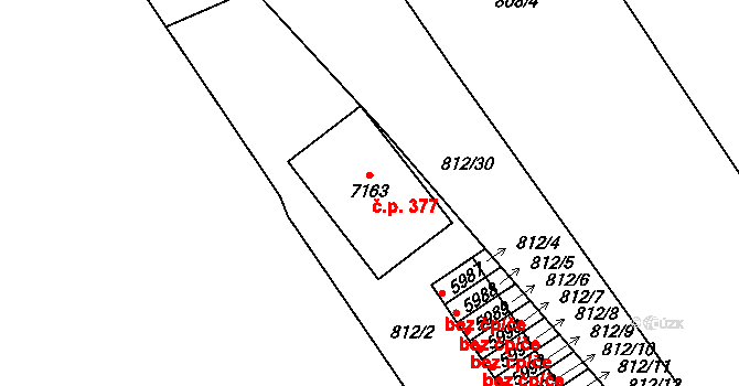 Václavské Předměstí 377, Písek na parcele st. 7163 v KÚ Písek, Katastrální mapa