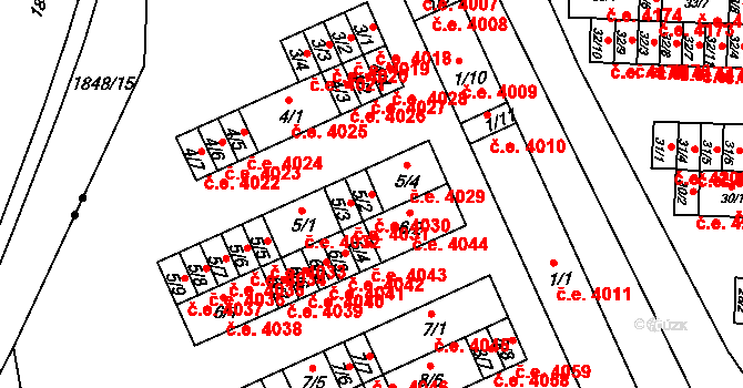 Kadaň 4030 na parcele st. 5/2 v KÚ Bystřice u Kadaně, Katastrální mapa