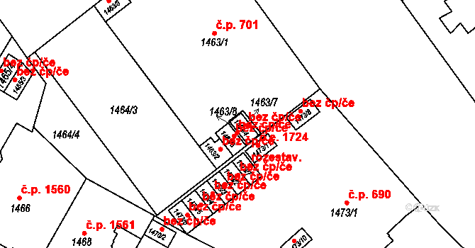 Teplice 39162257 na parcele st. 1463/4 v KÚ Teplice, Katastrální mapa