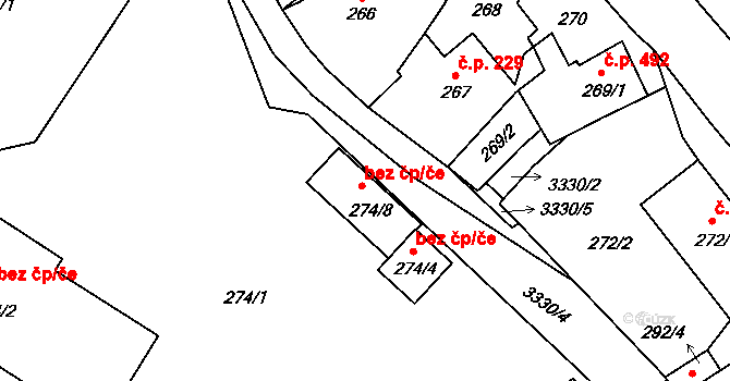 Pelhřimov 41991257 na parcele st. 274/8 v KÚ Pelhřimov, Katastrální mapa