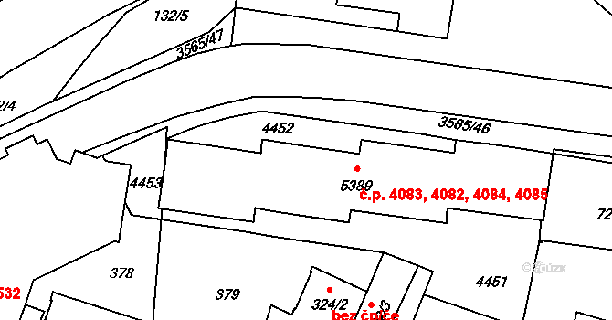 Zlín 4082,4083,4084,4085 na parcele st. 5389 v KÚ Zlín, Katastrální mapa