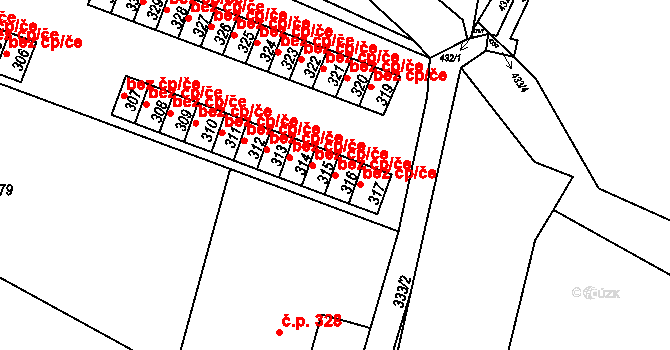 Orlová 43970257 na parcele st. 316 v KÚ Horní Lutyně, Katastrální mapa