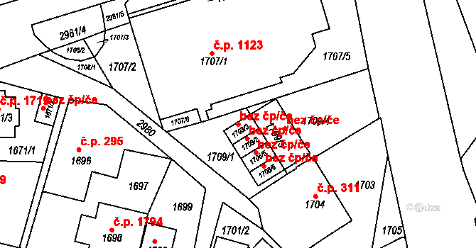 Rychnov nad Kněžnou 44276257 na parcele st. 1709/3 v KÚ Rychnov nad Kněžnou, Katastrální mapa