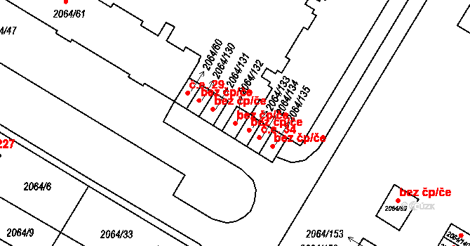 Vyškov 45879257 na parcele st. 2064/132 v KÚ Vyškov, Katastrální mapa