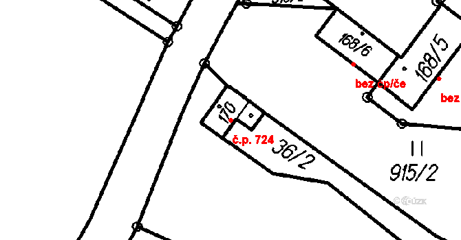 Čeladná 724 na parcele st. 170 v KÚ Čeladná, Katastrální mapa