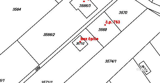 Orlová 48211257 na parcele st. 3571/2 v KÚ Lazy u Orlové, Katastrální mapa