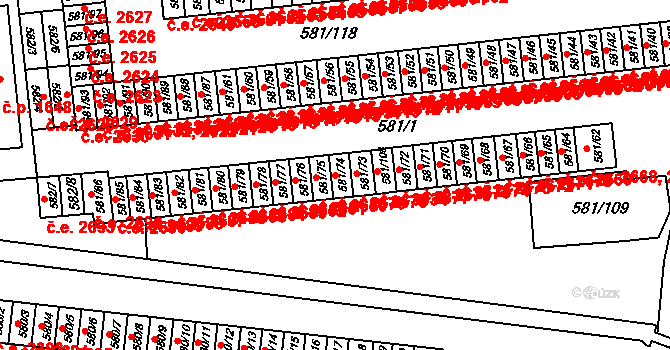 Bludovice 2679, Havířov na parcele st. 581/74 v KÚ Bludovice, Katastrální mapa