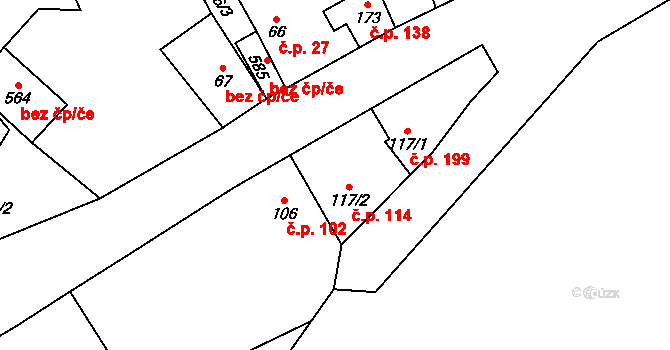 Bečov 114 na parcele st. 117/2 v KÚ Bečov u Mostu, Katastrální mapa