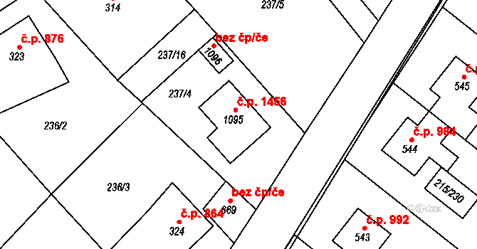 Rudná 1456 na parcele st. 1095 v KÚ Hořelice, Katastrální mapa