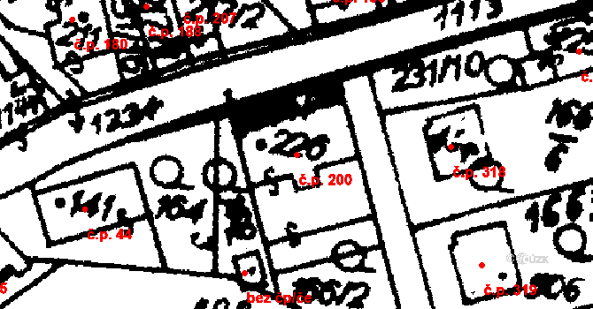 Hrochův Týnec 200 na parcele st. 226 v KÚ Hrochův Týnec, Katastrální mapa