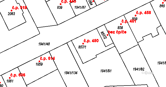 Sušice II 450, Sušice na parcele st. 857/1 v KÚ Sušice nad Otavou, Katastrální mapa