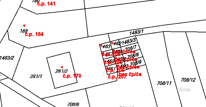 Ohrozim 205 na parcele st. 457 v KÚ Ohrozim, Katastrální mapa