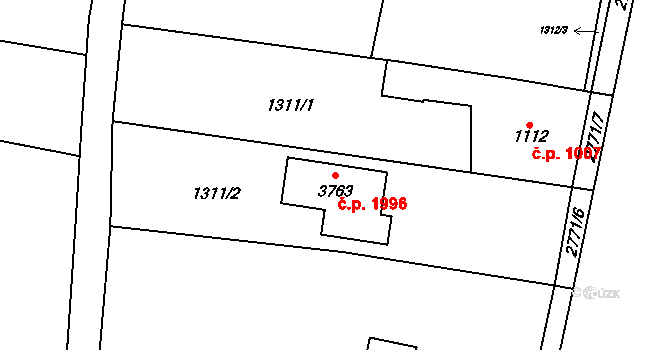 Choceň 1996 na parcele st. 3763 v KÚ Choceň, Katastrální mapa