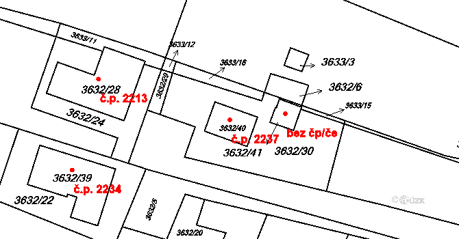 Tachov 2237 na parcele st. 3632/40 v KÚ Tachov, Katastrální mapa