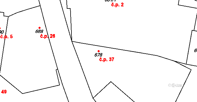 Senec 37, Zruč-Senec na parcele st. 678 v KÚ Senec u Plzně, Katastrální mapa