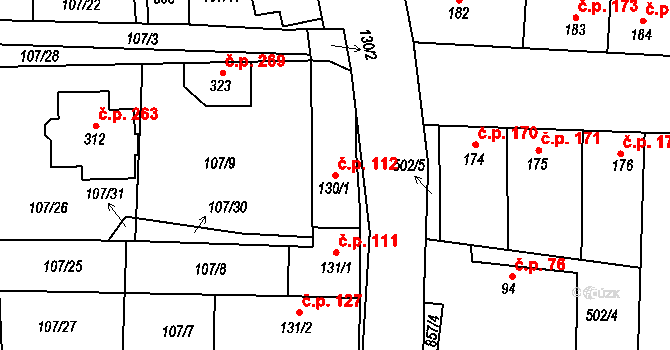 Líšťany 112 na parcele st. 130/1 v KÚ Líšťany u Cítolib, Katastrální mapa