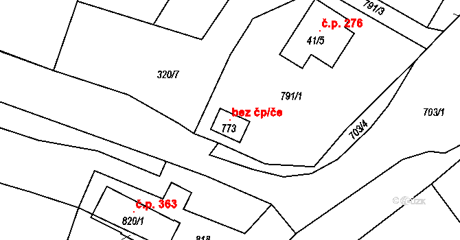 Trnová 98930257 na parcele st. 773 v KÚ Trnová u Plzně, Katastrální mapa